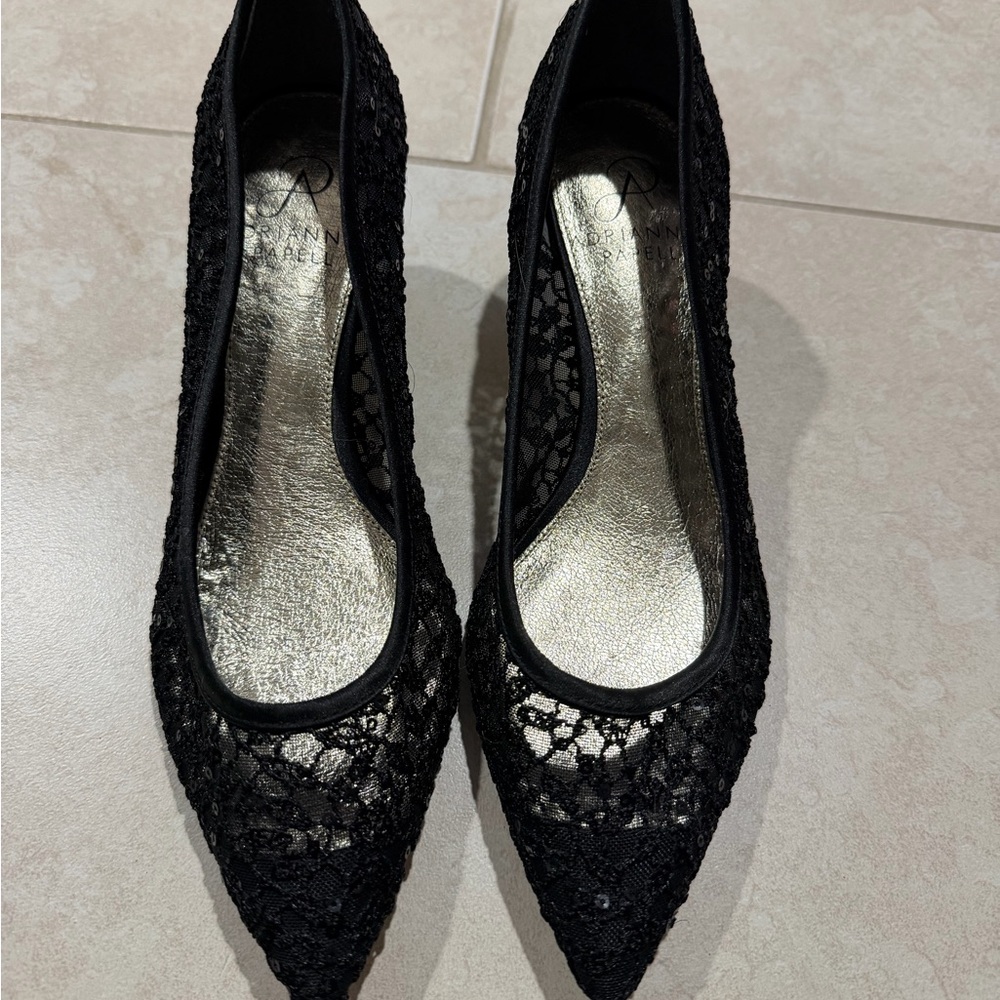 Adrianna Papell Black Lace Pointed Heels